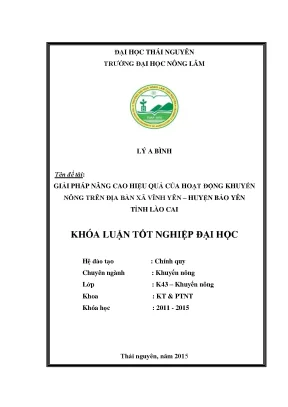 Luận văn giải pháp nâng cao hiệu quả của hoạt động khuyến nông trên địa bàn xã vĩnh yên huyện bảo yên tỉnh lào cai