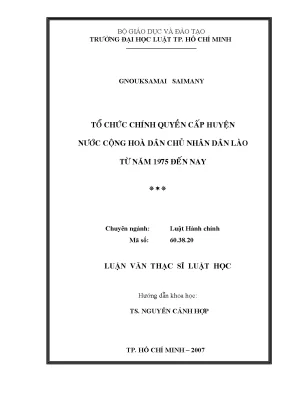 Tổ chức chính quyền cấp huyện nước cộng hoà dân chủ nhân dân lào từ năm 1975 đến nay