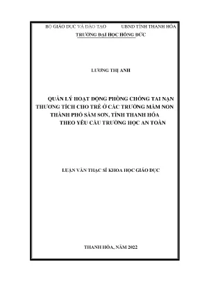 Quản lý hoạt động phòng chống tai nạn thương tích cho trẻ ở các trường mầm non thành phố sầm sơn tỉnh thanh hóa theo yêu cầu trường học an toàn