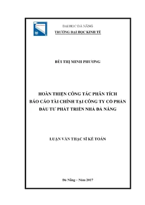 Luận văn hoàn thiện công tác phân tích báo cáo tài chính tại công ty cổ phần đầu tư phát triển nhà đà nẵng