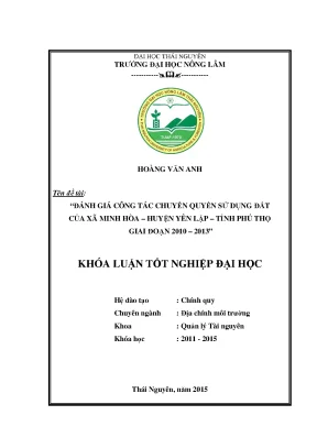 Luận văn đánh giá công tác chuyển quyền sử dụng đất của xã minh hòa huyện yên lập tỉnh phú thọ giai đoạn 2010 2013