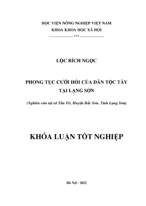 Phong tục cưới hỏi của dân tộc tày tại lạng sơn nghiên cứu tại xã tân tri huyện bắc sơn tỉnh lạng sơn