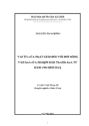 Luận văn thạc sĩ vai trò của phật giáo đối với đời sống văn hóa của người dân thanh hóa từ năm 1984 đến nay