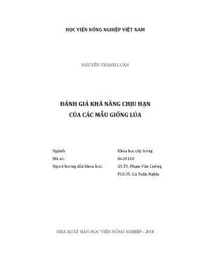 Luận văn đánh giá khả năng chịu hạn của các mẫu giống lúa