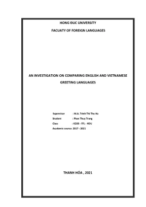 An investigation on comparing english and vietnamese greeting languages