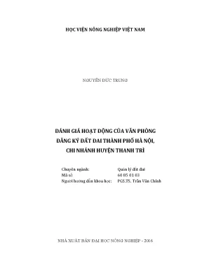 Luận văn đánh giá hoạt động của văn phòng đăng ký đất đai thành phố hà nội chi nhánh huyện thanh trì