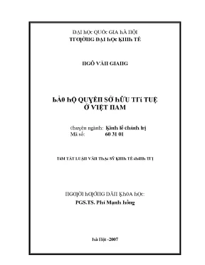 Luận văn bảo hộ quyền sở hữu trí tuệ ở việt nam