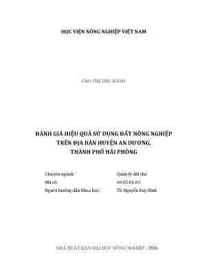 Luận văn đánh giá hiệu quả sử dụng đất nông nghiệp trên địa bàn huyện an dương thành phố hải phòng