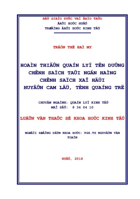 Luận văn hoàn thiện quản lý tín dụng sách tại ngân hàng chính sách xã hội huyện cam lộ tỉnh quảng trị