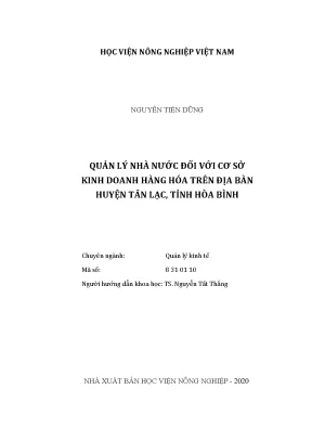 Quản lý nhà nước đối với cơ sở kinh doanh hàng hóa trên địa bàn huyện tân lạc tỉnh hòa bình