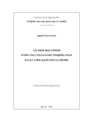 Luận văn thạc sĩ xác định ochratoxin trong thực phẩm bằng phương pháp sắc ký lỏng khối phổ lc ms ms vnu lvts09