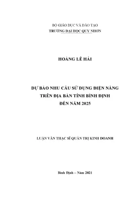 Luận văn dự báo nhu cầu sử dụng điện năng trên địa bàn tỉnh bình định đến năm 2025