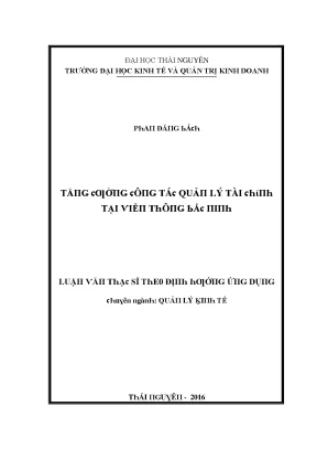 Luận văn tăng cường công tác quản lý tài chính tại viễn thông bắc ninh