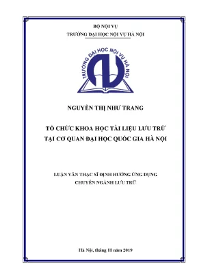 Luận văn tổ chức khoa học tài liệu lưu trữ tại cơ quan đại học quốc gia hà nội
