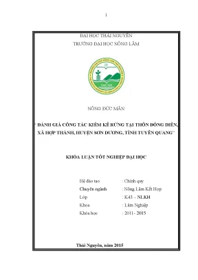 Luận văn đánh giá công tác kiểm kê rừng tại thôn đông diễn xã hợp thành huyện sơn dương tỉnh tuyên quang