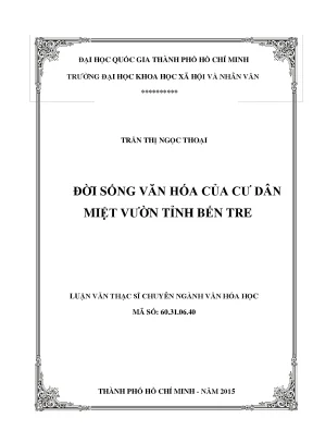 Đời sống văn hóa của cư dân miệt vườn tỉnh bến tre