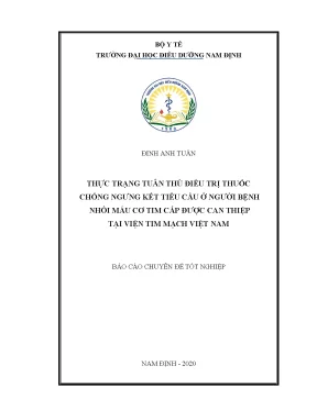 Luận văn thực trạng tuân thủ điều trị thuốc chống ngưng kết tiểu cầu ở người bệnh nhồi máu cơ tim cấp được can thiệp tại viện tim mạch việt nam