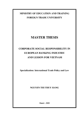 Luận văn corporate social responsibility in european banking industry and lesson for vietnam