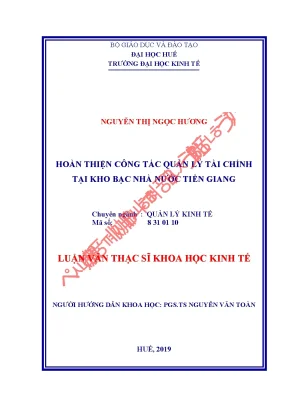 Luận văn hoàn thiện công tác quản lý tài chính tại kho bạc nhà nước tiền giang