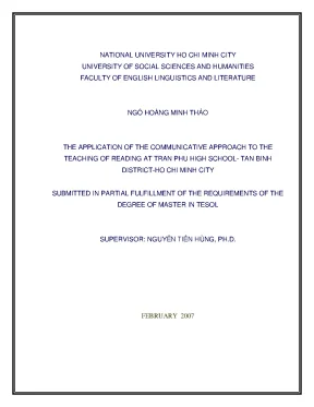 The application of the communicative approach to the teaching of reading at tran phu high school tan binh districts ho chi minh city