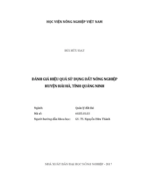 Luận văn đánh giá hiệu quả sử dụng đất nông nghiệp huyện hải hà tỉnh quảng ninh