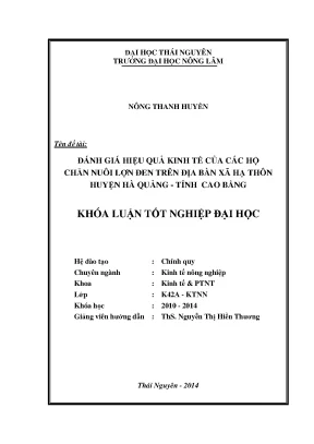 Luận văn đánh giá hiệu quả kinh tế của các hộ chăn nuôi lợn đen trên địa bàn xã hạ thôn huyện hà quảng tỉnh cao bằng