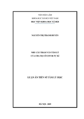 Nhu cầu tham vấn tâm lý của cha mẹ có con bị tự kỉ