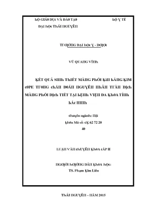 Luận văn kết quả sinh thiết màng phổi kín bằng kim cope trong chẩn đoán nguyên nhân tràn dịch màng phổi dịch tiết tại bệnh viện đa khoa tỉnh bắc ninh