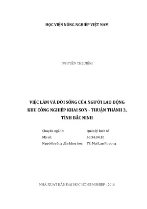 Luận văn việc làm và đời sống của người lao động khu công nghiệp khai sơn thuận thành 3 tỉnh bắc ninh