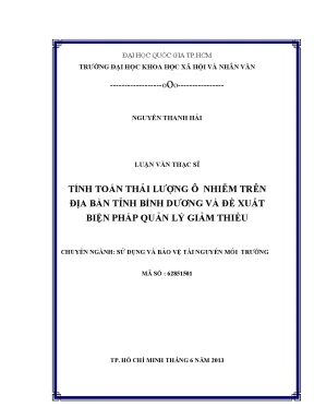 Tính toán thải lượng ô nhiễm trên địa bàn tỉnh bình dương và đề xuất biện pháp quản lý giảm thiểu