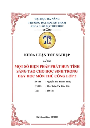 Luận văn một số biện pháp phát huy tính sáng tạo cho học sinh trong dạy học môn thủ công lớp 3