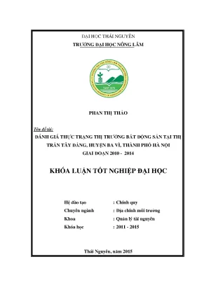Luận văn đánh giá thực trạng thị trường bất động sản tại thị trấn tây đẳng huyện ba vì thành phố hà nội giai đoạn 2010 2014