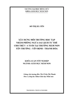 Xây dựng môi trường học tập nhằm phòng ngừa sai lệch tư thế cho trẻ 5 6 tuổi tại trường mầm non yên trường yên định thanh hóa