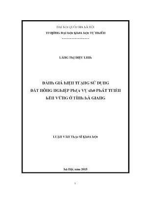 Luận văn thạc sĩ đánh giá hiện trạng sử dụng đất nông nghiệp phục vụ cho phát triển bền vững ở tỉnh hà giang vnu lvts004