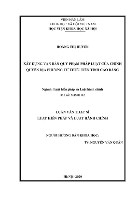 Luận văn xây dựng văn bản quy phạm pháp luật của chính quyền địa phương từ thực tiễn tỉnh cao bằng