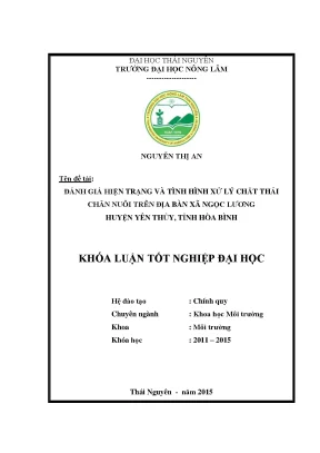 Luận văn đánh giá hiện trạng và tình hình xử lý chất thải chăn nuôi trên địa bàn xã ngọc lương huyện yên thủy tỉnh hòa bình