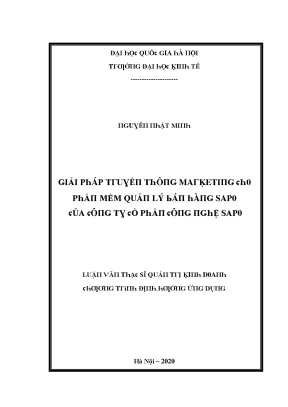 Luận văn giải pháp truyền thông marketing cho phần mềm quản lý bán hàng sapo của công ty cổ phần công nghệ sapo