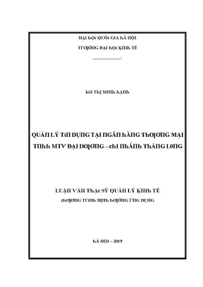 Luận văn quản lý tín dụng tại ngân hàng thương mại trách nhiệm hữu hạn một thành viên đại dương chi nhánh thăng long
