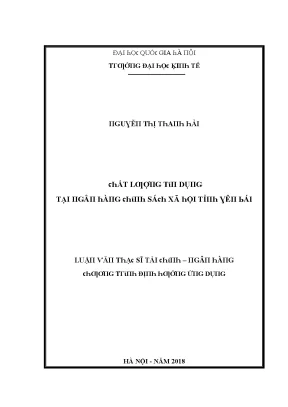 Luận văn chất lượng tín dụng tại ngân hàng chính sách xã hội tỉnh yên bái