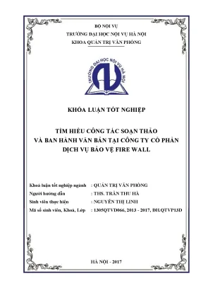 Luận văn tìm hiểu công tác soạn thảo và ban hành văn bản đến tại công ty cổ phần dịch vụ bảo vệ fire wall