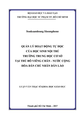 Luận văn quản lý hoạt động tự học của học sinh nội trú trường trung học cơ sở tại thủ đô viêng chăn nước cộng hòa dân chủ nhân dân lào