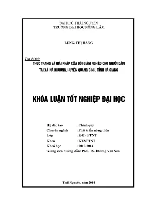Luận văn thực trạng và giải pháp xóa đói giảm nghèo cho người dân tại xã nà khương huyện quang bình tỉnh hà giang