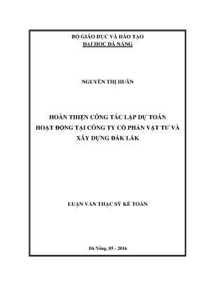 Luận văn hoàn thiện công tác lập dự toán hoạt động tại công ty cổ phần vật tư và xây dựng đắk lắk