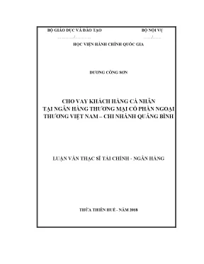 Luận văn cho vay khách hàng cá nhân tại ngân hàng thương mại cổ phần ngoại thương việt nam chi nhánh quảng bình