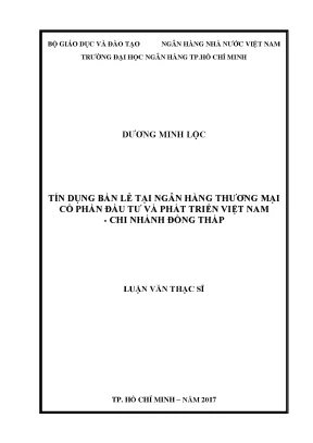 Luận văn tín dụng bán lẻ tại ngân hàng thương mại cổ phần đầu tư và phát triển việt nam chi nhánh đồng tháp