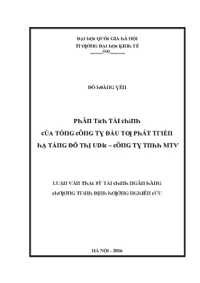 Luận văn phân tích tài chính của tổng công ty đầu tư phát triển hạ tầng đô thị udic công ty tnhh một thành viên