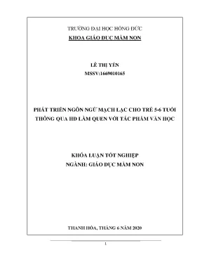 Phát triển ngôn ngữ mạch lạc cho trẻ 5 6 tuổi thông qua hđ làm quen với tác phẩm văn học