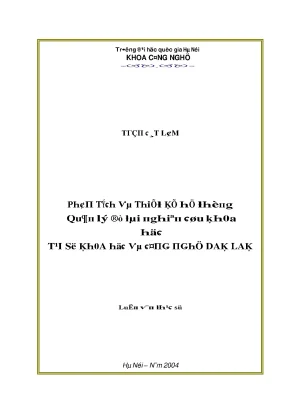 Luận văn phân tích và thiết kế hệ thống quản lý đề tài nghiên cứu khoa học tại sở khoa học và công nghệ dak lak