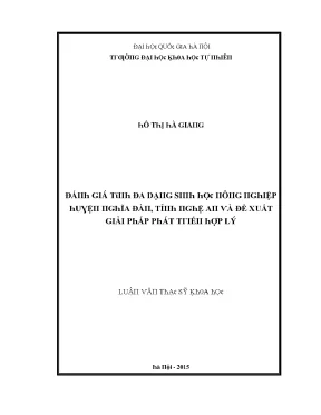 Luận văn thạc sĩ đánh giá tính đa dạng sinh học nông nghiệp huyện nghĩa đàn tỉnh nghệ an và đề xuất giải pháp phát triển hợp lý vnu lvts004