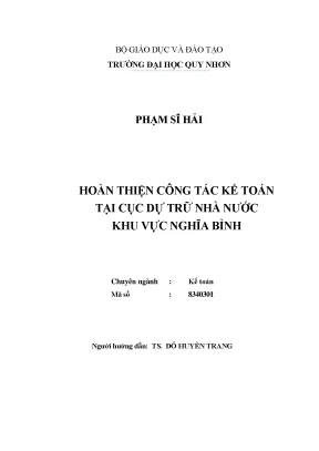 Luận văn hoàn thiện công tác kế toán tại cục dự trữ nhà nước khu vực nghĩa bình